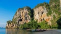 Railay and Ton Sai Beach limestone rock formations in Krabi, Thailand